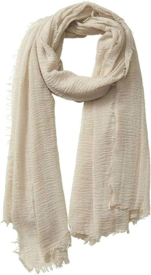 Cotton Blend Crinkle Vintage Soft Scarf with Fringed Edges,linen scarf,shawl,travel